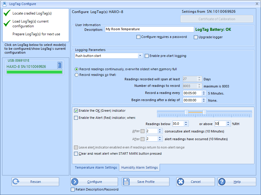 How to configure LogTag HAXO-8 temperature and humidity logger