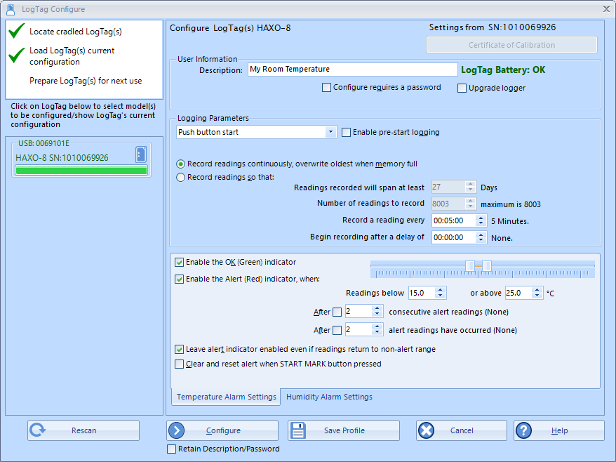 How to configure LogTag HAXO-8 temperature and humidity logger