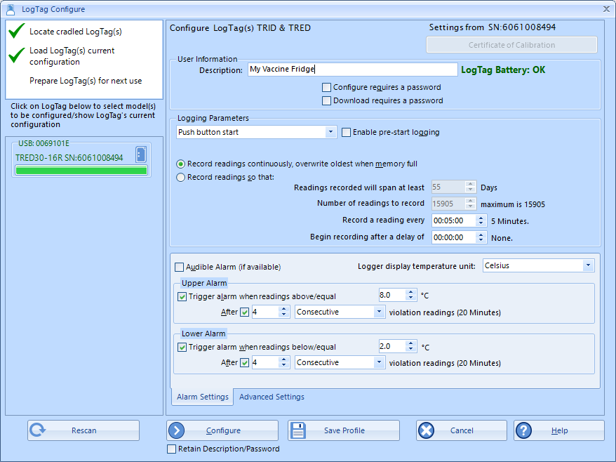 How to configure LogTag TRID30-7R and TRED30-16R